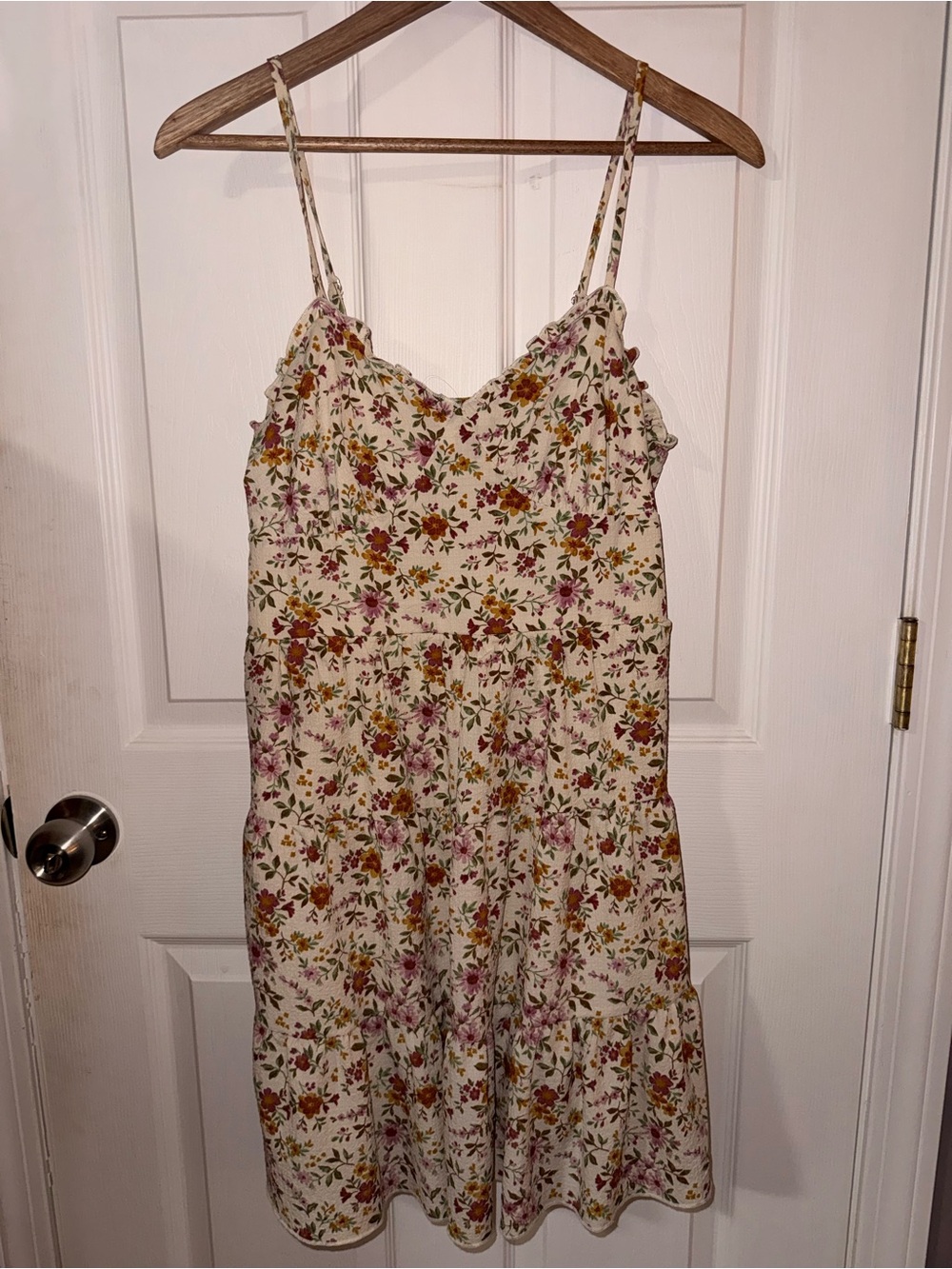 No Boundaries Cream Floral Midi Dress with Spaghetti Straps